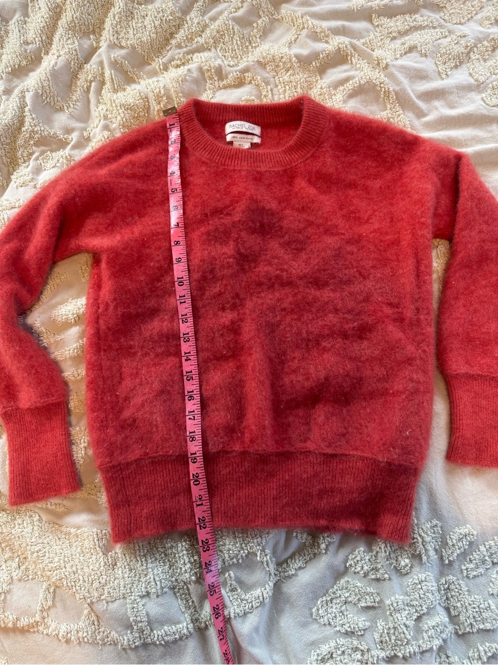 Rachel Zoe 100% Cashmere Coral Crewneck Sweater Women’s Size S Luxury Soft - Picture 7 of 7